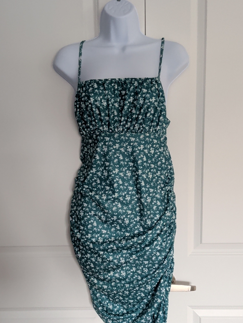 SHEIN Teal Green Mini Dress with White Ditsy Floral